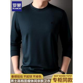 Lomon em torno do pescoço de manga comprida camiseta masculina primavera outono novo estilo negócios Casual estilo fino 