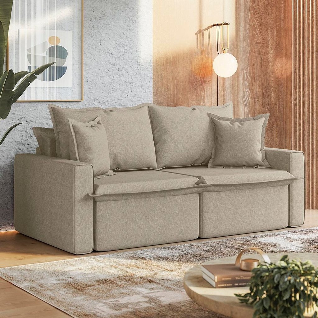 Sofá Cama Retrátil e Reclinável 3 Lugares Bipartido 210cm León Yescasa