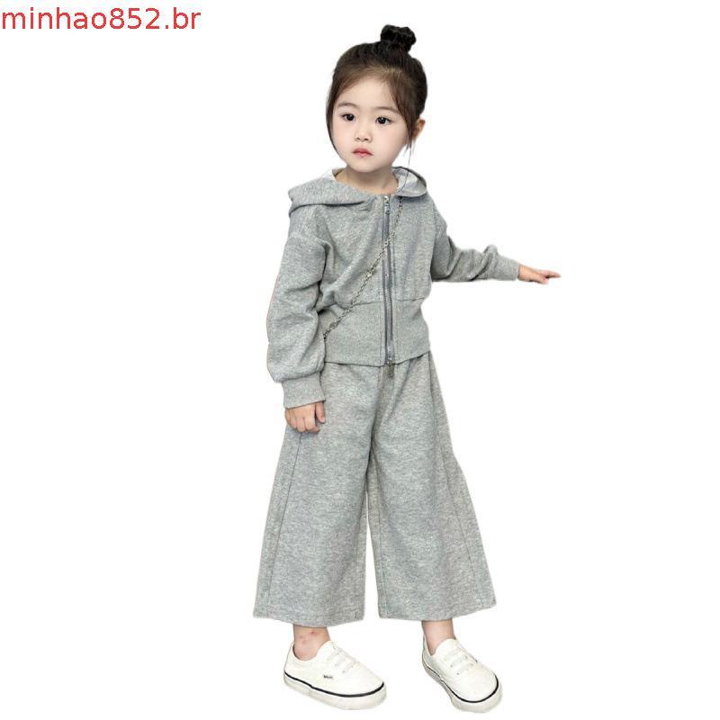 Meninas outono terno 2024 bebê menina Casual estilo ocidental moletom calças casuais moda terno de duas peças na moda
