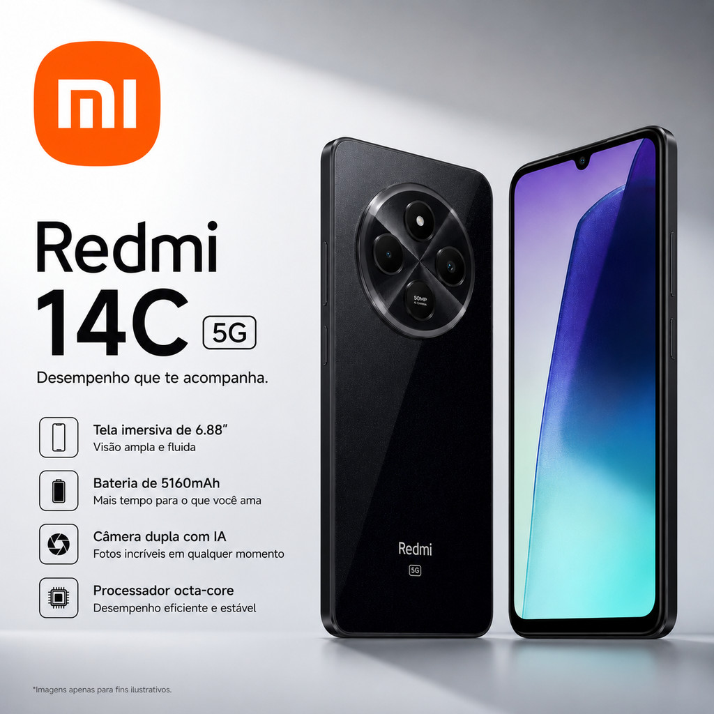 Xiaomi Redmi 14c 256gb 8gb Ram Dual Sim Celular Cor Preto Novo