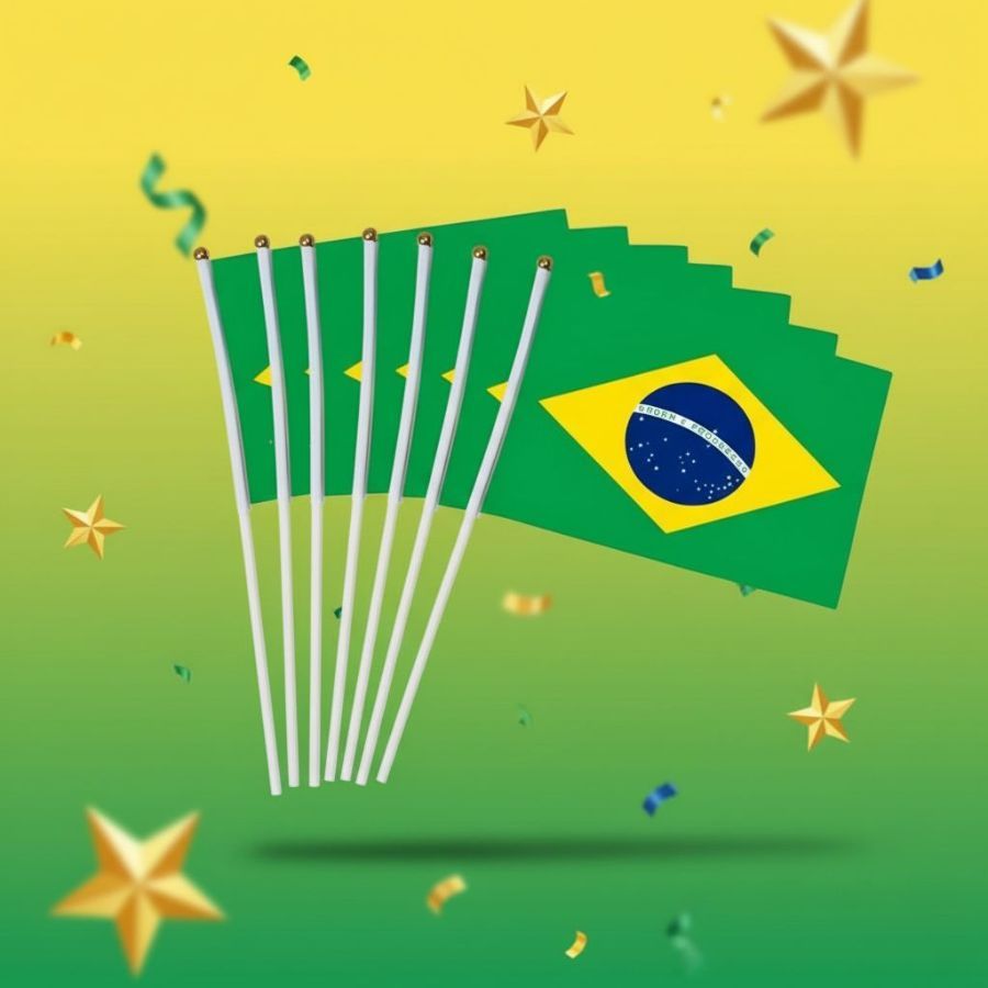 Bandeira do Brasil Para Torcida - Copa do Mundo - 14x21cm - 12 unidades