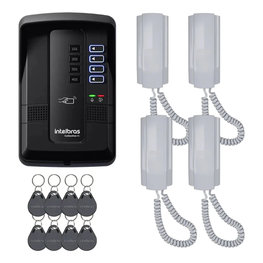 Kit Porteiro Coletivo 4 Pontos C/ Interfone 8 Tag Intelbras