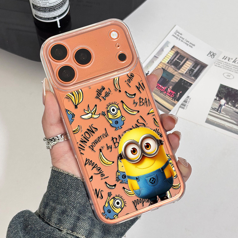 Capinha transparente para iPhone xr 11 12 pro 13 14 15 16 17 pro max 16e 14 16 plus capa tpu minions