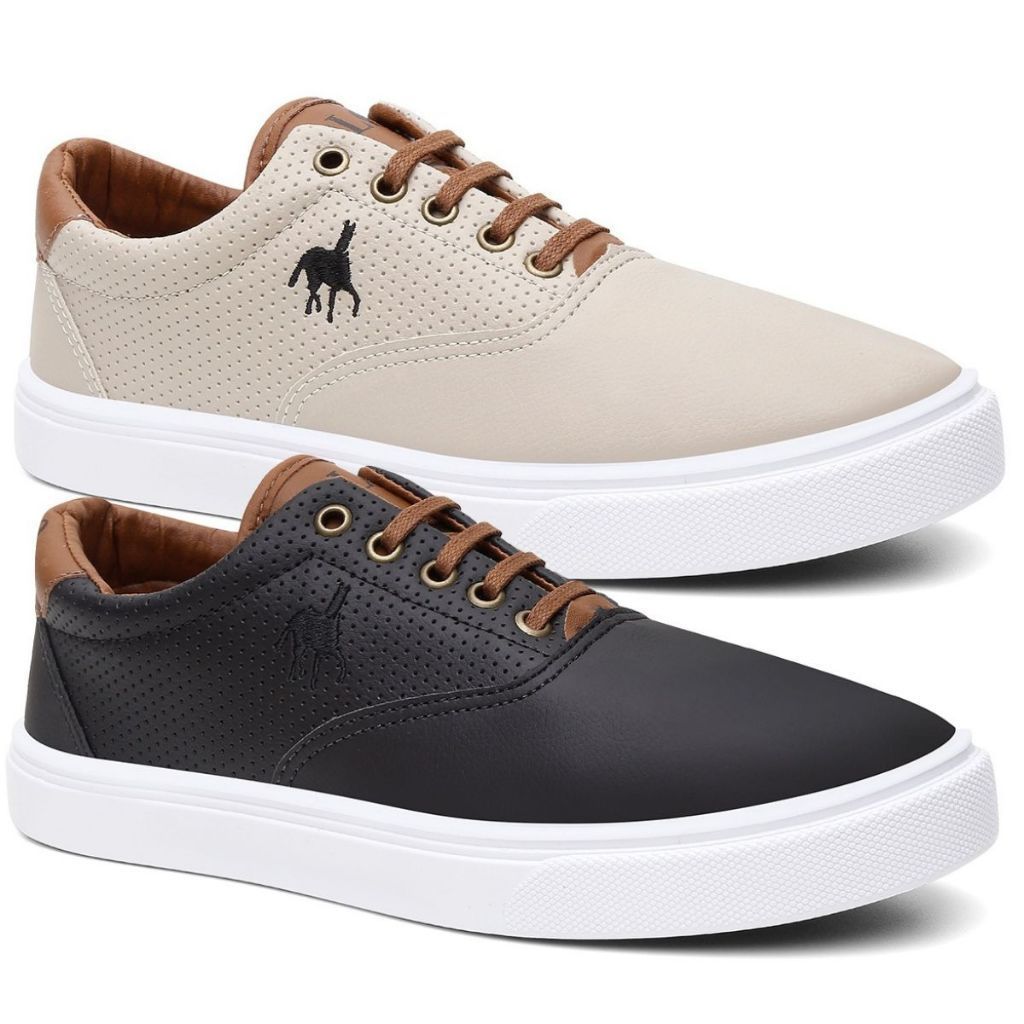 Promoção Kit Combo 2 Pares Social Tenis Sapatenis Masculino Polo Imperial Sapato Casual Leve Oferta Imperdível Top