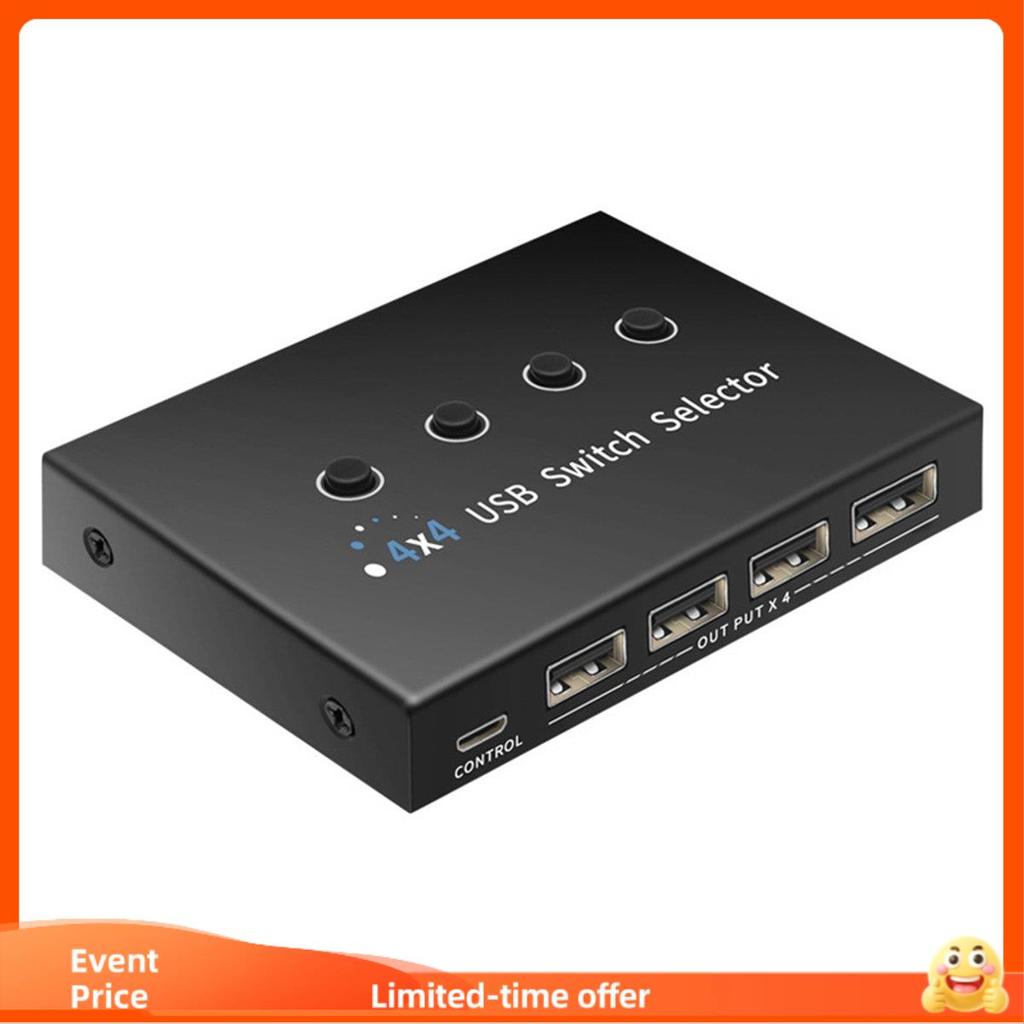 Nobleflyingsinclair 4 Em 4 Saídas KVM USB2.0 Switch Hub Adaptador USB2.0 Impressora Splitter Switcher Para PC Laptop Tec