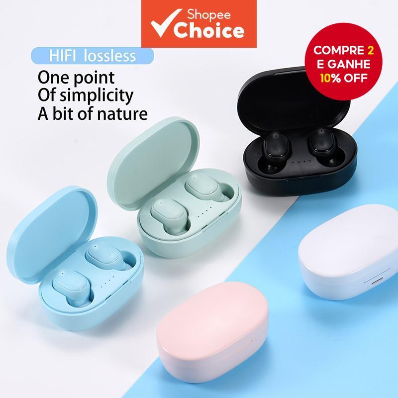Fone de ouvido Bluetooth 5.0 A6S TWS, com baixa latência, fones de ouvido sem fio estéreo para esportes com microfone.