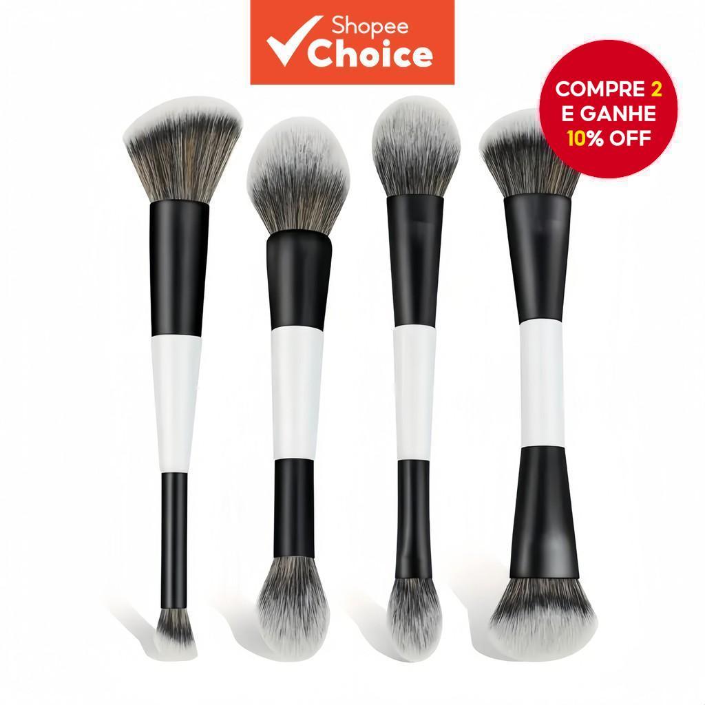 Conjunto De Pincéis Faciais Multifuncionais De 4 Peças , Kit De Corretivo De Sombra Em Pó De Blush De Ponta Dupla , Fáci