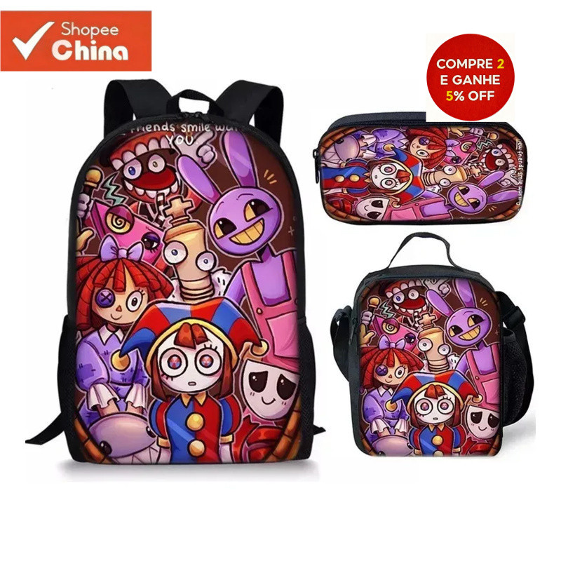 Conjunto de Circo Novo Números Mágicos Inclui 3 Mochilas Escolares AW2H