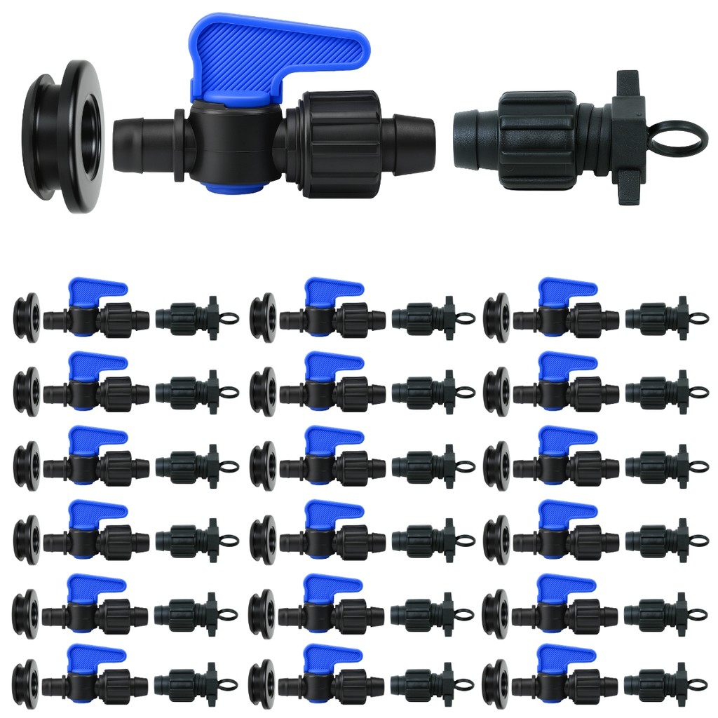 Kit 30 Registro Inicial 16mm p/ Gotejamento + Chula e Final de Linha Rosca - Prático e Econômico