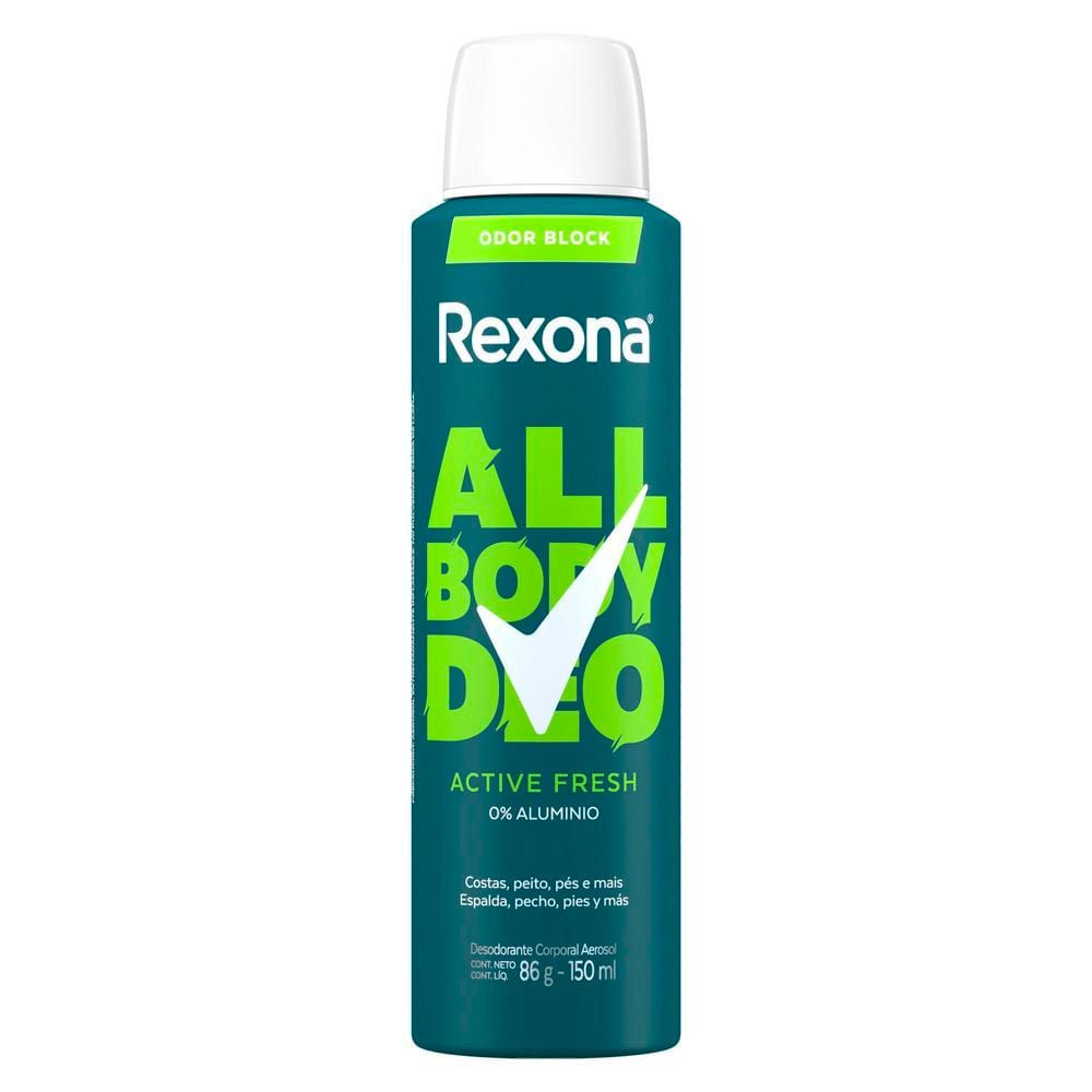 Desodorante Rexona Corporal All Body Deo Active Fresh Aerossol 150ml