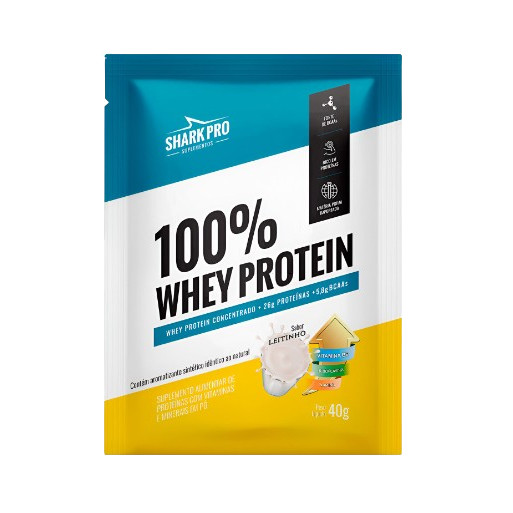 Sachê Whey 100% Concentrado Leitinho 40g Shark Pro em Oferta na Shopee