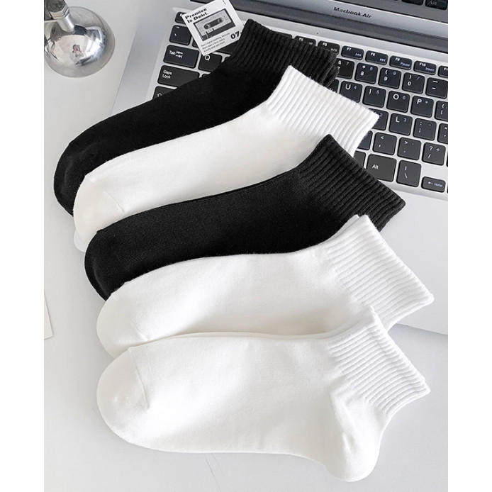 Kit 3-6-12 pares soquete Meias masculinas cano curta pretas e brancas