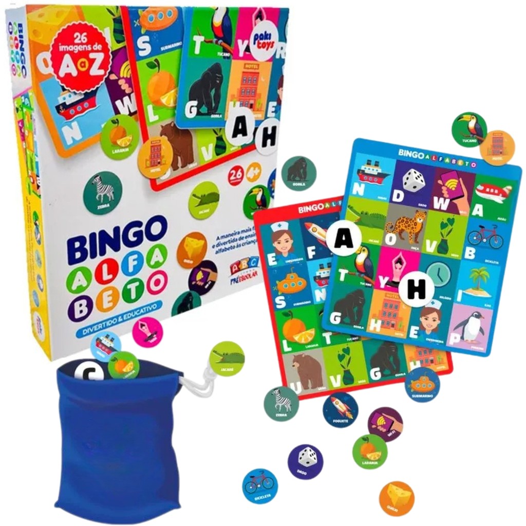 Jogo Bingo Alfabeto Infantil Aprenda Alfabeto 4115 Paki Toys em Oferta na Shopee