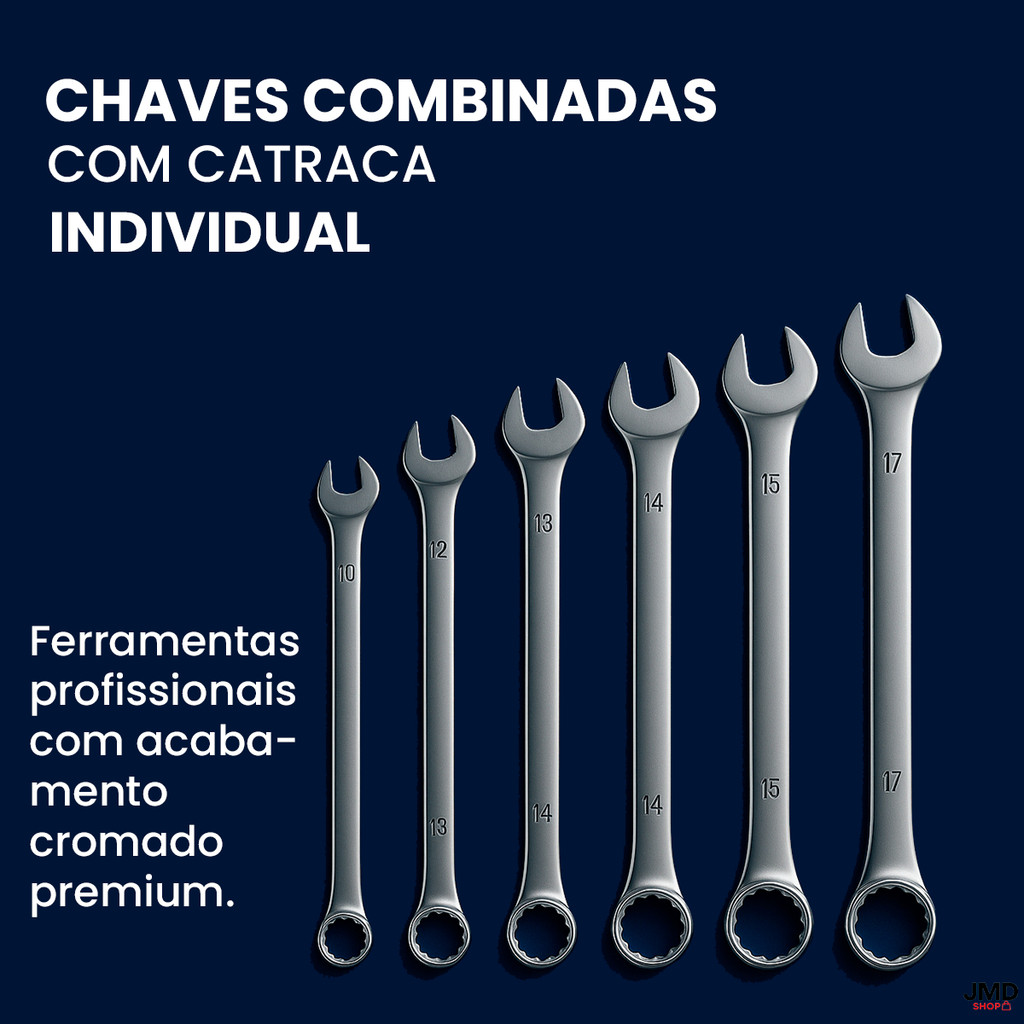 Chave Combinada Com Catraca 10 12 13 14 15 17mm Ferramenta Em Aço Cromado em Oferta na Shopee