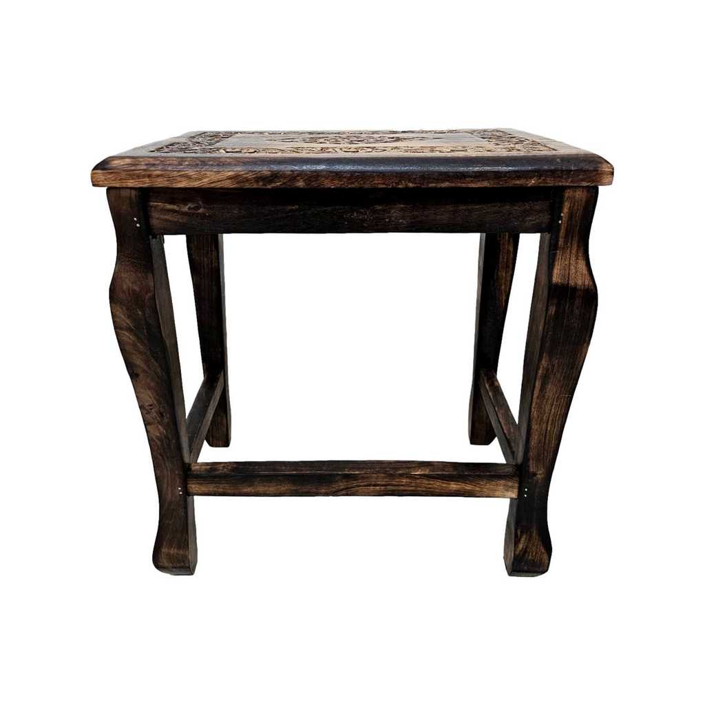 Mesa Indiana Retangular Entalhada Decoração Tamanho G