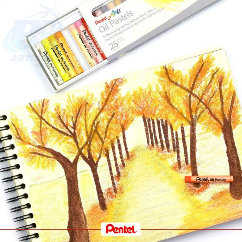 Giz Pastel Oleoso Pentel Para Desenhar Com 25 Cores