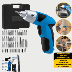 Mini Parafusadeira sem Fio Recarregável USB com Maleta 49 peças MQL-PFU49A EXBOM Premium