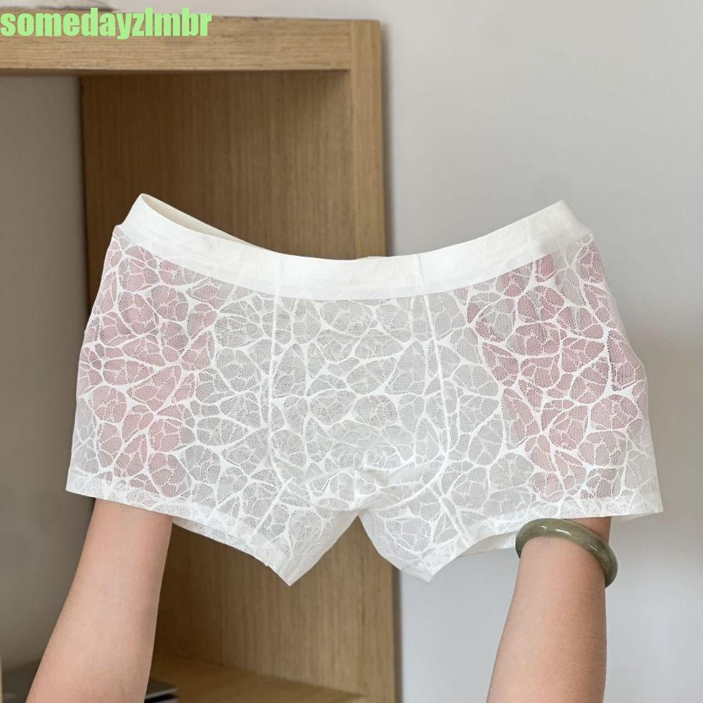SOMEDAYZL0M Cuecas Boxer Masculinas , Malha De Seda Gelada , Shorts De Renda Fina , De Secagem Rápida Para Homens