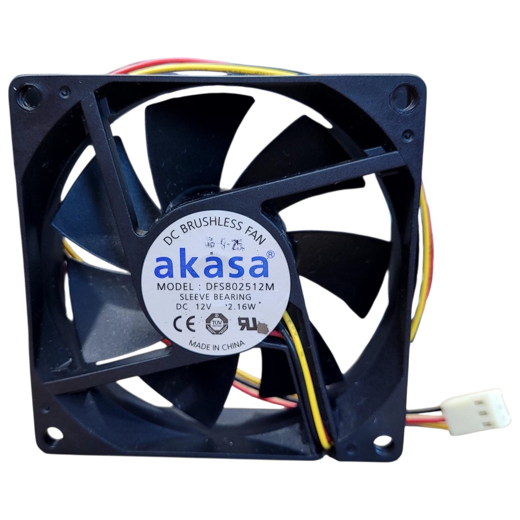 Ventoinha Cooler Akasa 80mm 12v Dfs802512m 3 Pinos Para Pc