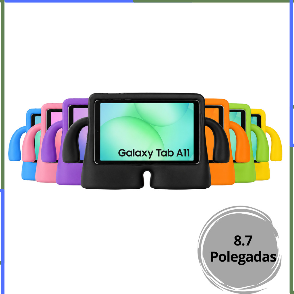 Capa Infantil Anti-impacto com Alças Galaxy Tab A11 8.7 Com bracinhos  diversas cores