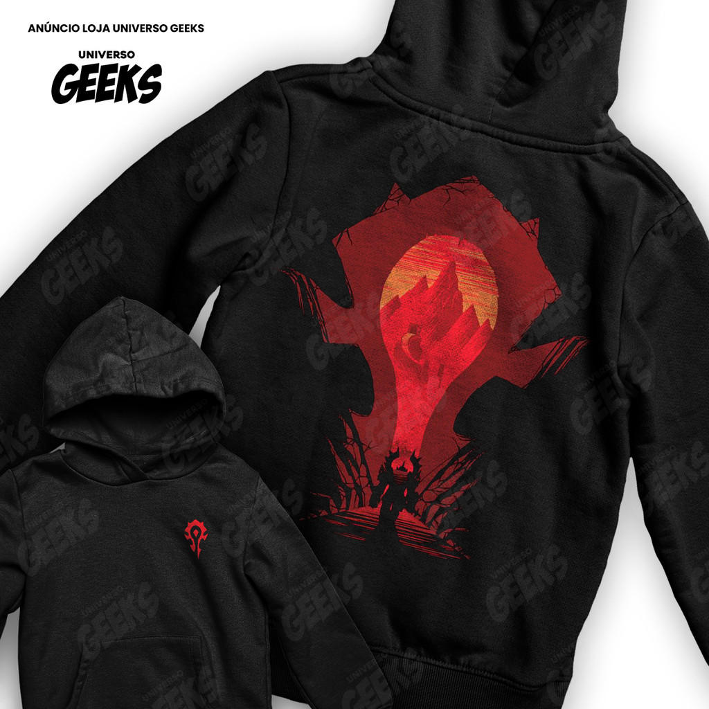 Moletom World Of Warcraft WOW Horda Games Blizzard Gamer Frente E Verso Blusa De Frio