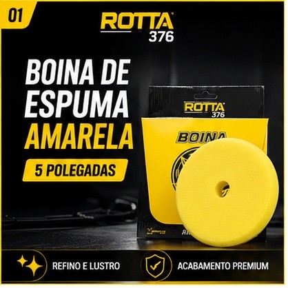 Boina de Espuma Amarela 5 Rotta 376 para Refino e Lustro