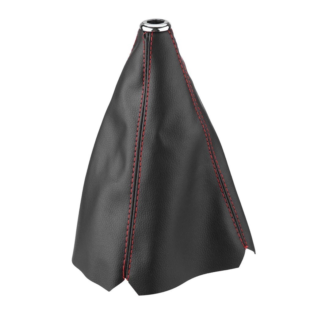 Universal Preto Brilhante Couro Do Plutônio Botão De Mudança De Engrenagem Capa Ponto Vermelho Gaiter Boot
