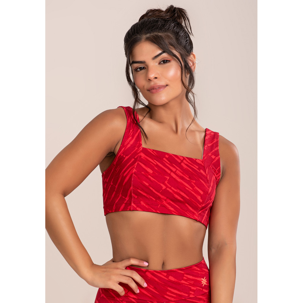 TOP FITNESS FEMININO EUPHORIA COM DECOTE RETO ESTAMPA DLK