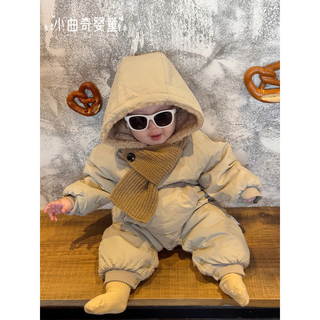 Bebê acolchoado roupas de inverno quente velo Bodysuit roupas de bebê roupas de inverno Outing roupas grossas acolchoada