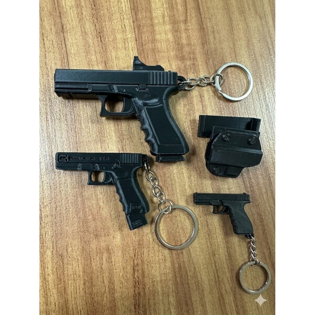 Chaveiro Miniatura Glock Tática Vários Modelos Red Dot, Mag ext, coldre
