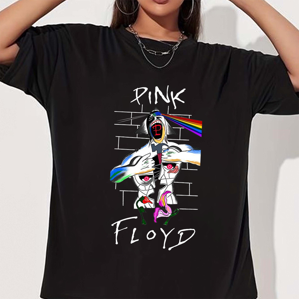 [Camiseta Premium em Algodão Puro]BOW Pink Floyd The Wall Camisa Banda de Rock Arte Colorida Envio Imediato