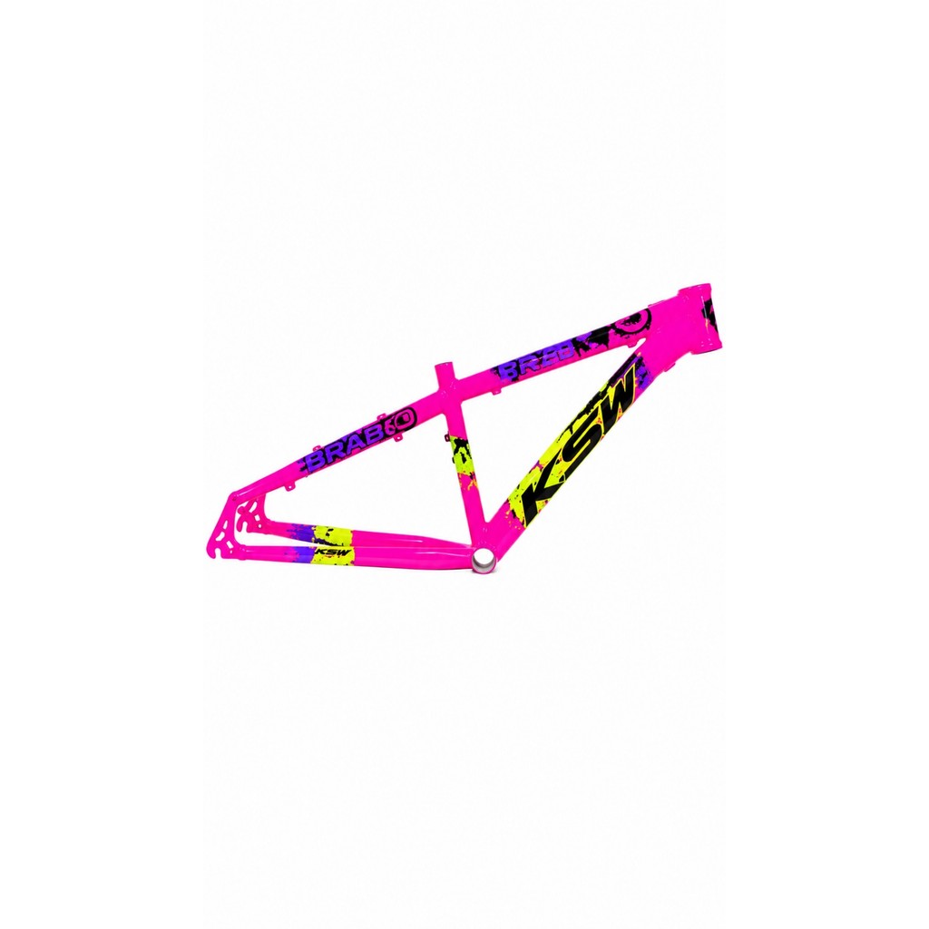 Quadro Freeride Aro 26 ksw Aluminio Bmx Grau Bike Cor ROSA NEON AD. PTO/VRD/RX Quadro 13.5