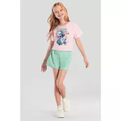 Conjunto infantil menina do Stitch Brandili