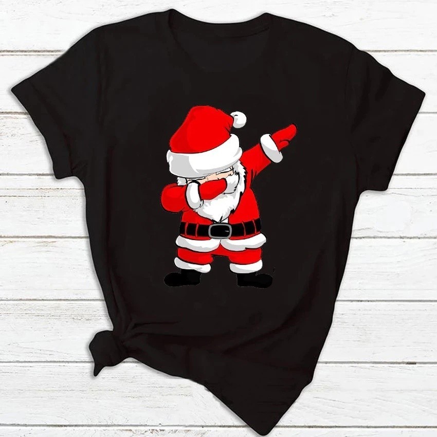 Papai Noel Camisetas Engraçadas Mulheres Confortáveis Graphic Tops Roupas De Natal Femininas Curta Ma