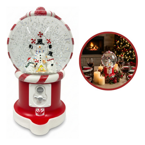 Luminária Globo De Neve Papai Noel Candy Musical Led Boneco De Neve Candy