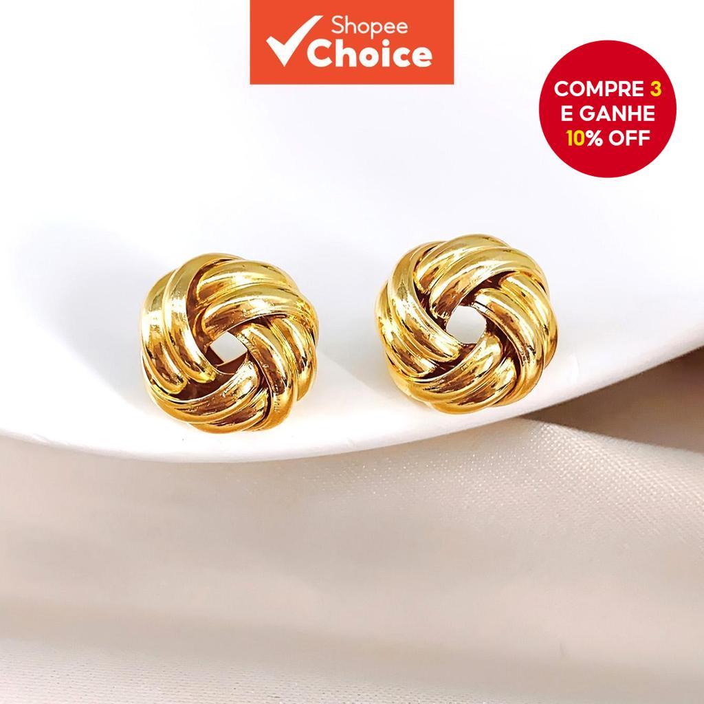 Um Par De Brincos Minimalistas Com Nó Torcido , Joia De Liga Hipoalergênica , Presente Para Mulheres em Oferta na Shopee