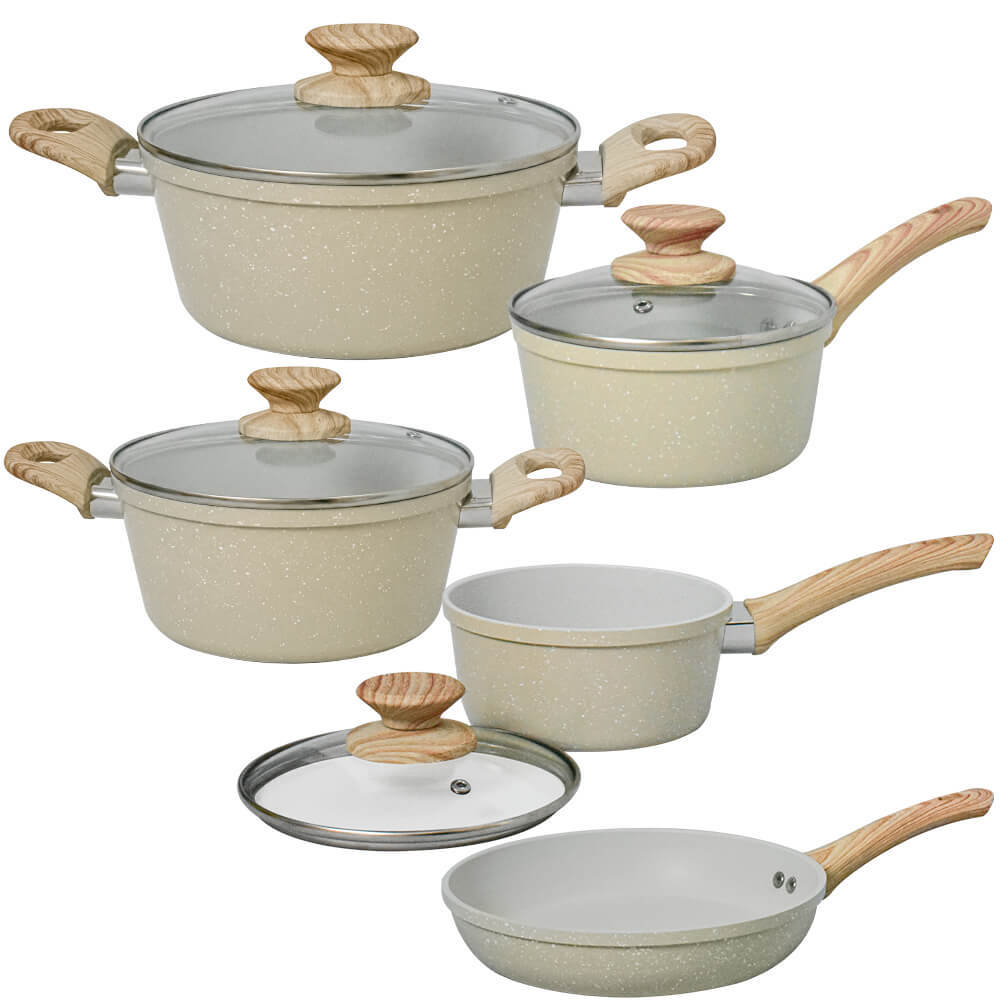 Jogo de Panelas Antiaderente Cerâmica de Indução 5 Peças Viena Bege Orgânica - Casambiente em Oferta na Shopee