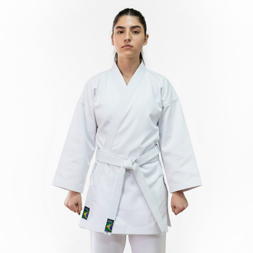 Kimono Karatê Branco Adulto com Faixa Gratis