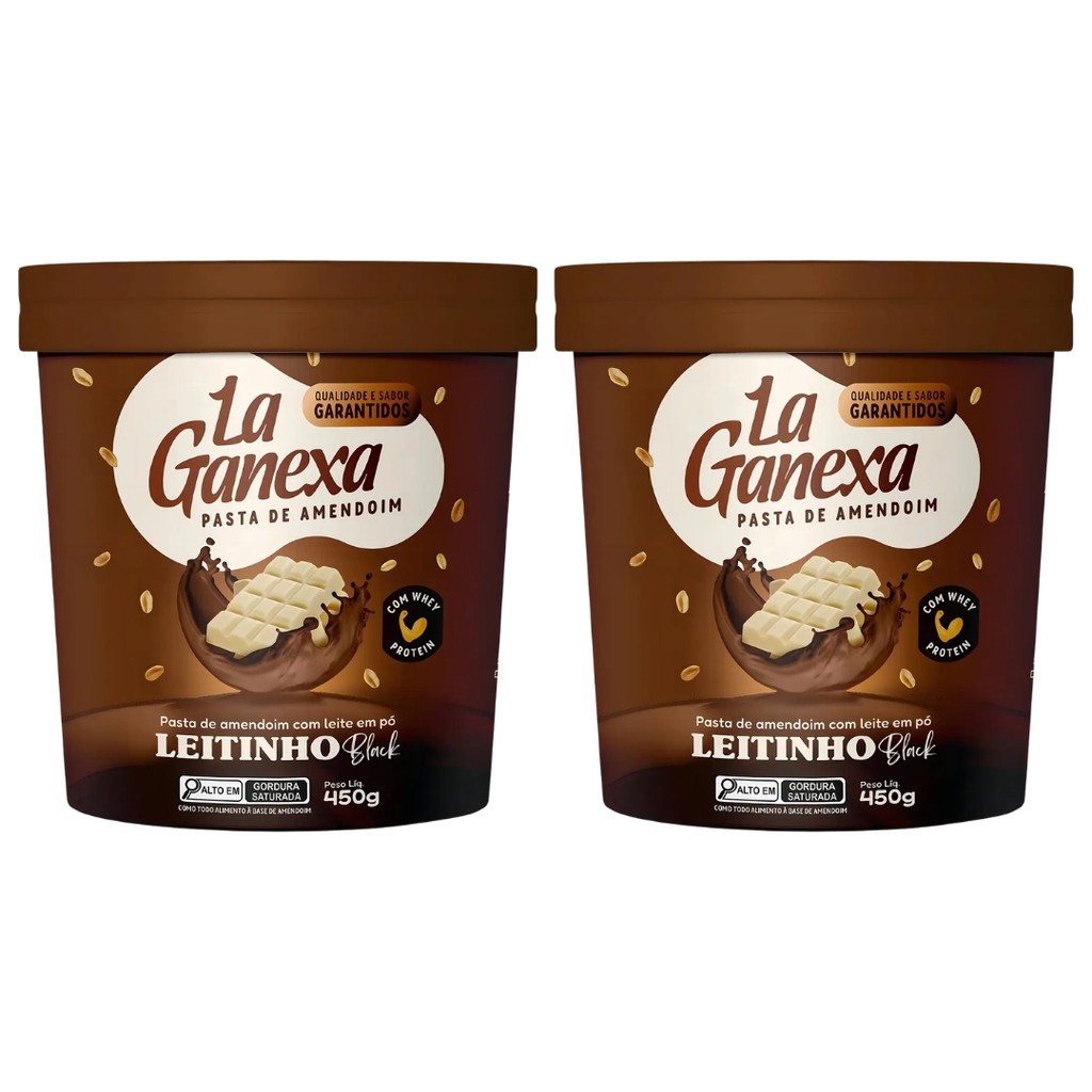 Kit 2 Pasta de Amendoim La Ganexa Sabor Leitinho Black 450g