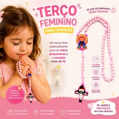 Terço Criança Rezar Devotos com Embalagem Menina