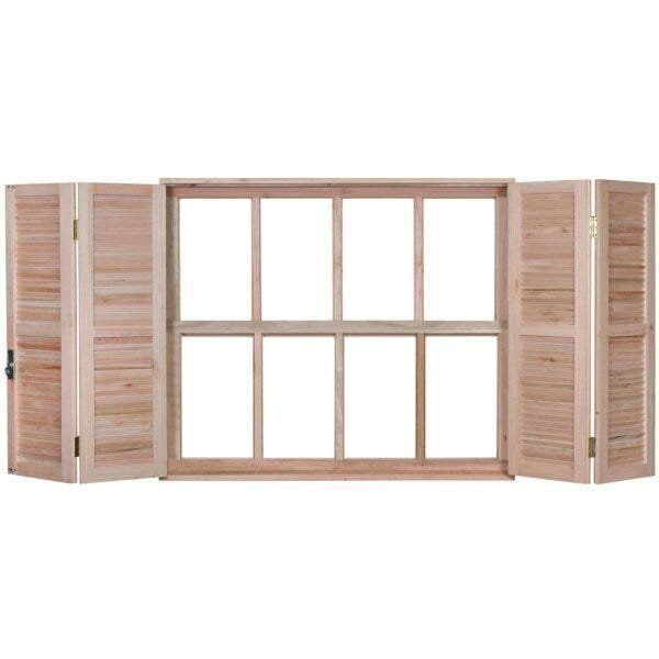 Janela de Madeira Veneziana 120x140cm com Caixilho e Guilhotina Ewk G990 Rondosul 120cm x 140cm