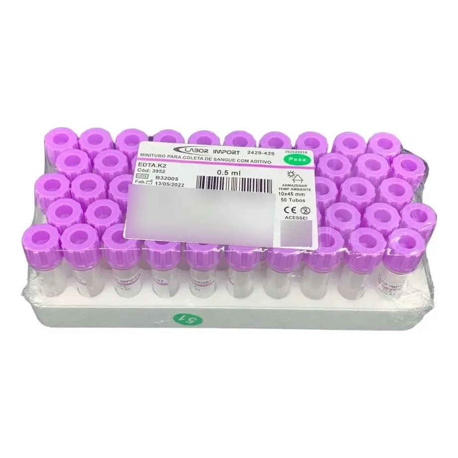 Microtubo Coleta De Sangue C Edta 500ul 50un Vacuplast