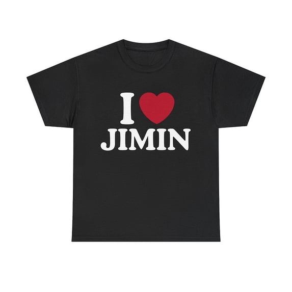 「Mina Hana」Camiseta Unissex I Love Jimin Arirang Tour Bangtan Army Kpop Estampa Fofa Moderna Elegante Moda