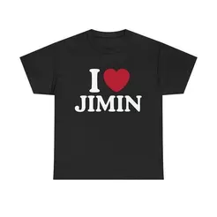 「Mina Hana」Camiseta Unissex I Love Jimin Arirang Tour Bangtan Army Kpop Estampa Fofa Moderna Elegante Moda