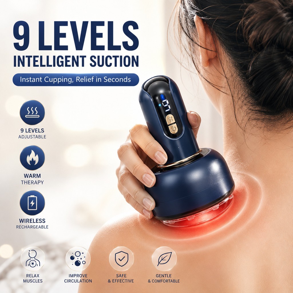 Escova Meridiana Massagem Artefato Cupping Universal Sucção Sha - Ventosa Estética - Massageador A Vácuo Beleza Saúde