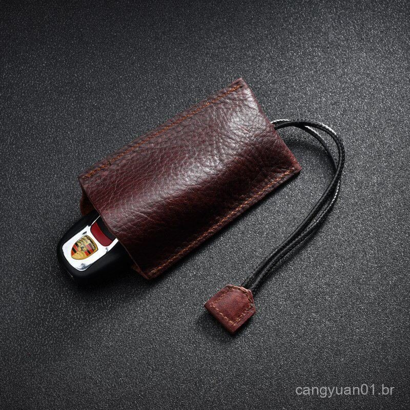Nova bolsa de chaves vintage em couro crazy horse, estojo retrátil para chaves de carro, porta-chaves universal para cas