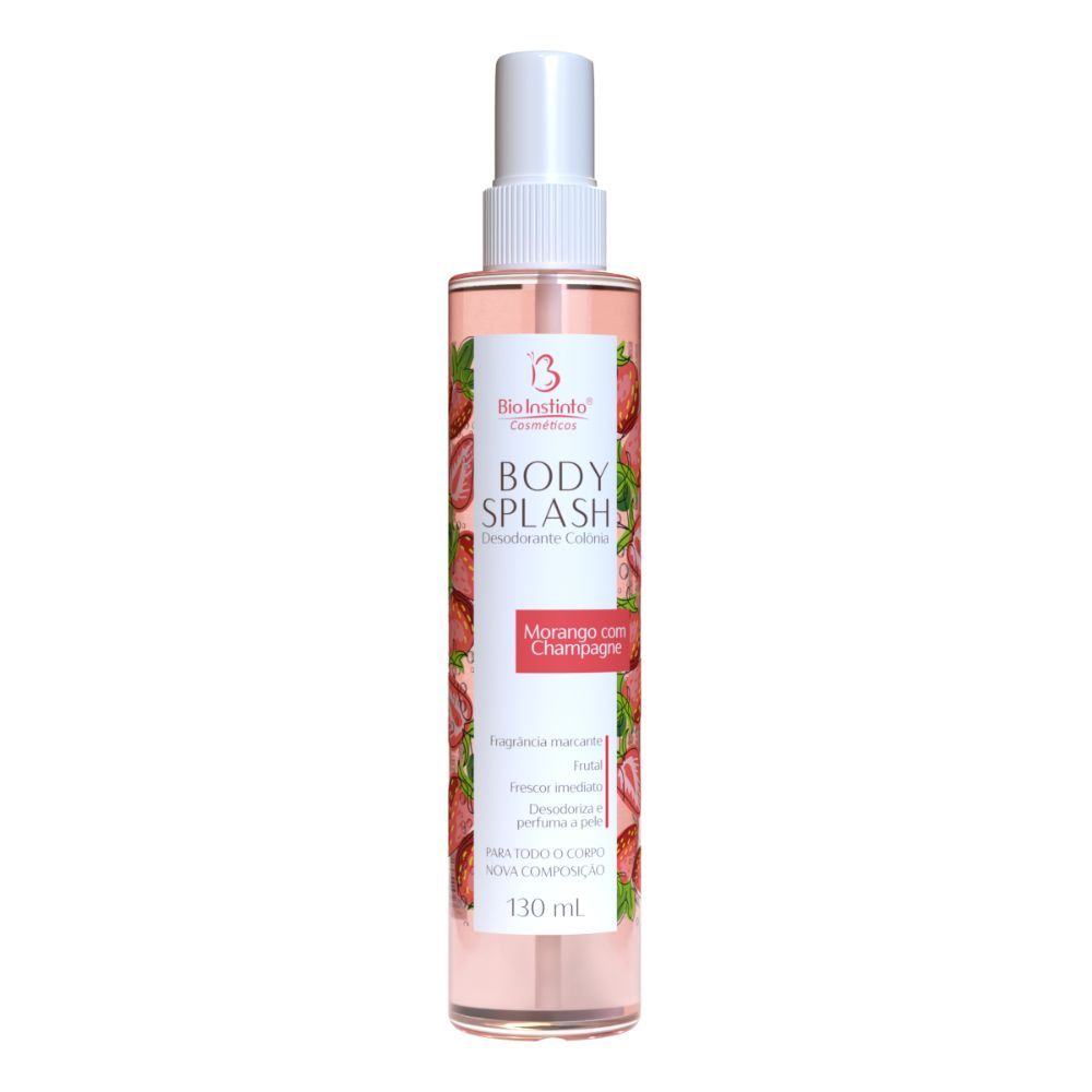 Body Splash Morango Com Champagne 130ml Colônia Bio Instinto