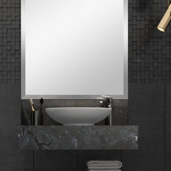 Bancada em Porcelanato para Banheiro 60cm Pró para Cuba de Apoio  Black