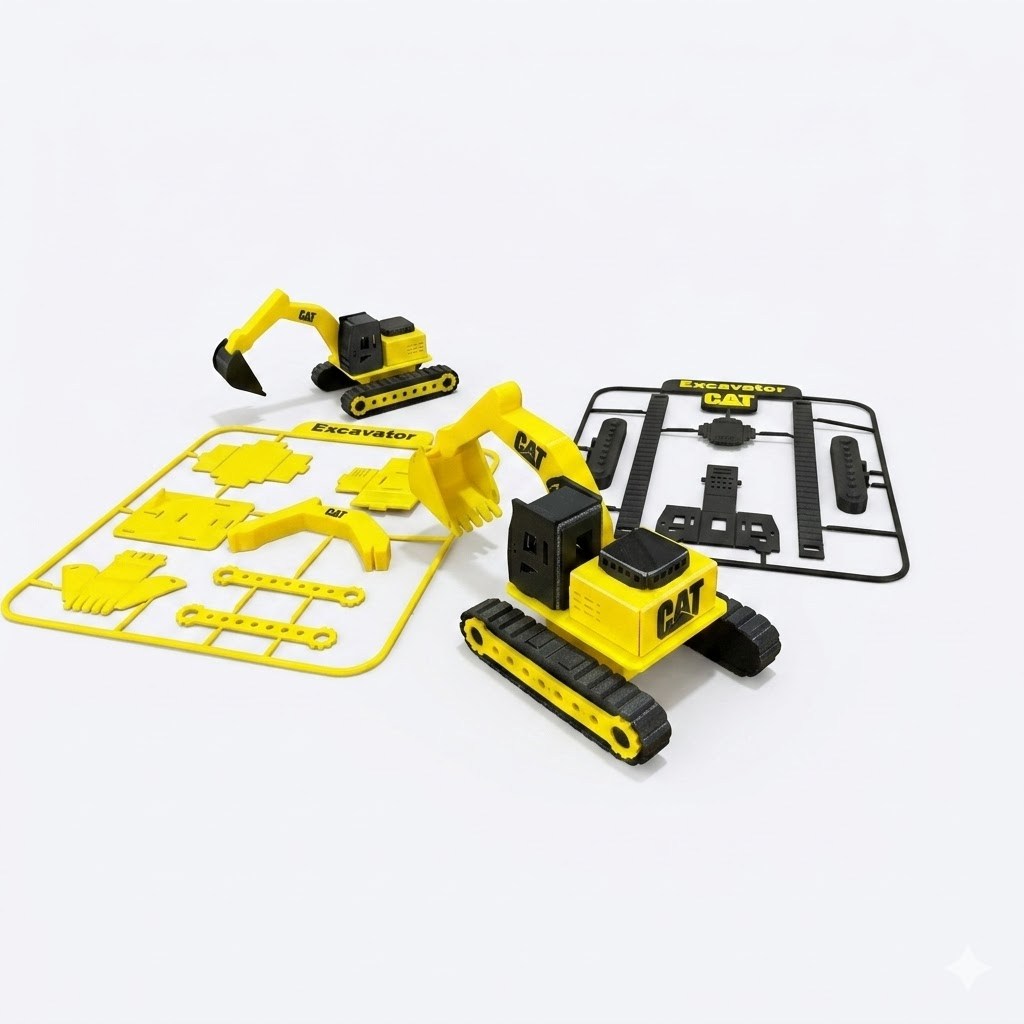 Miniatura Escavadeira Brinquedo Maquete Kit Para Montar Mini Trator Retroescavadeira Presente Menino