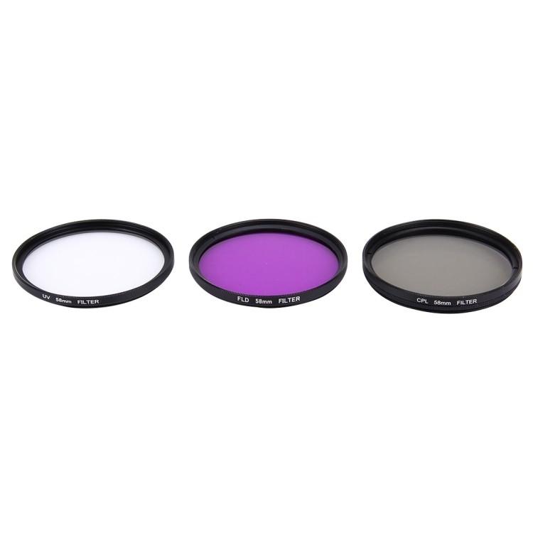 Filtro De Lente Profissional JUNESTAR 3 Em 1 De 58 Mm (CPL + UV + FLD/Roxo) Para Câmera De Ação Esportiva GoPro E Xiaomi